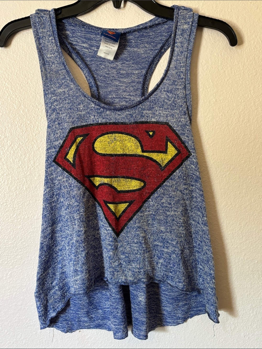 Woman’s DC Comics Blue Knit Superman Tank Top, Size M